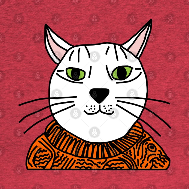 Animals Portrait of Orange Sweater Cat by ellenhenryart